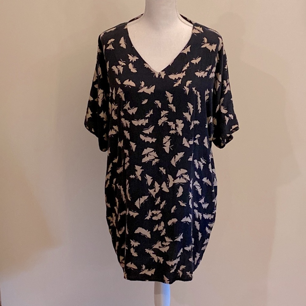 Tucker V-Neck, Short Sleeve, 95% Silk Top, Tunic or Mini Dress
